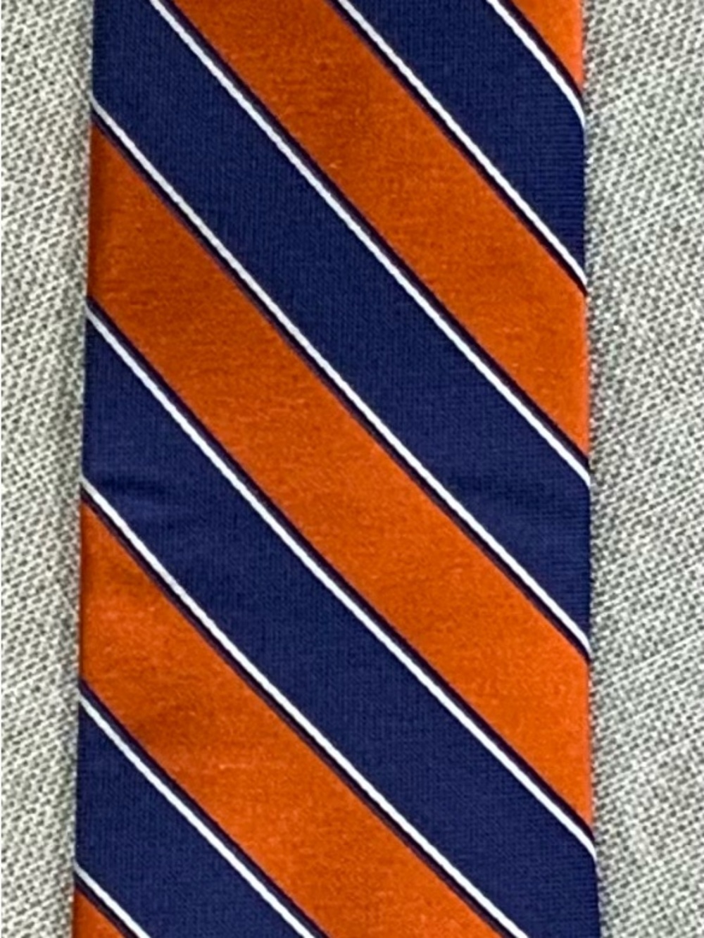 Tommy Hilfiger Repp Stripe Tie Silk Linen Navy Orange - Picture 8 of 8